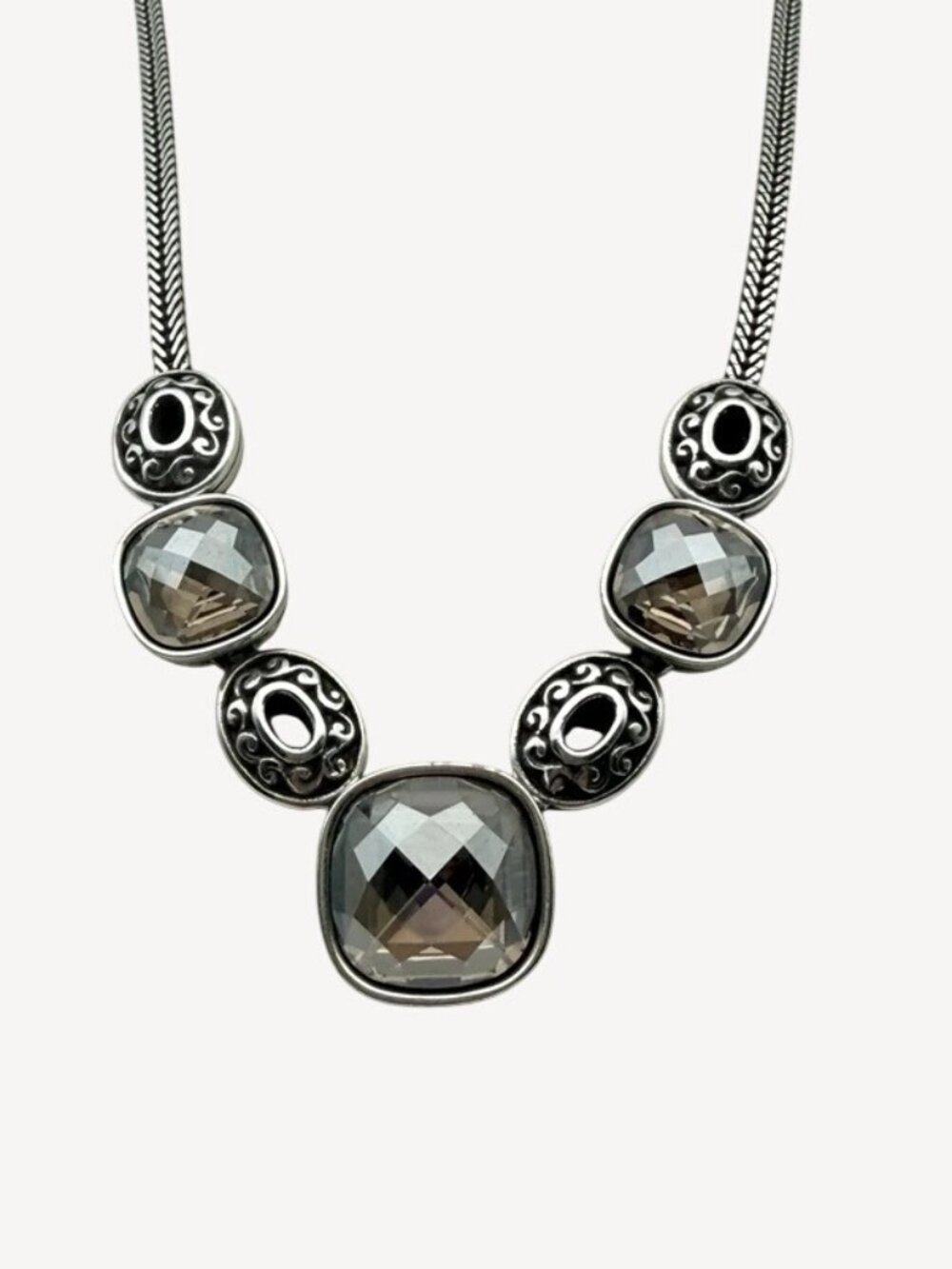 Brighton Venus Rising Statement Necklace Swarovski Crystal Silver Plated - Picture 2 of 9